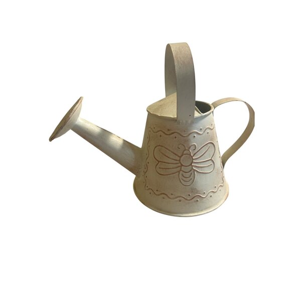 Cracker Barrel Metal Watering Can Bee Design Handle 6" tall Decorative - Picture 1 of 7